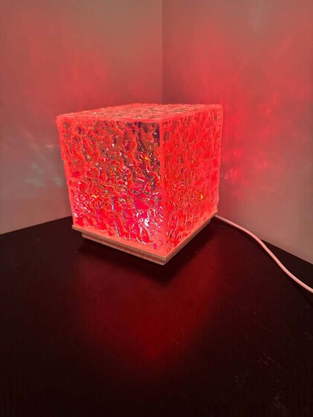 Color Changing Water Ripple Cube LED Lamp 5.5” - Picture 6 of 8